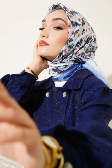 Yaprak Desenli Bambu Eşarp Parlement - Başörtüsü