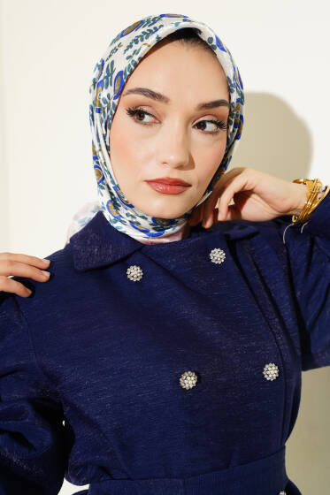 Yaprak Desenli Bambu Eşarp Somon - Başörtüsü