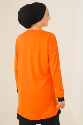 Yaprak Desenli Garnili Tunik Oranj - Tunik