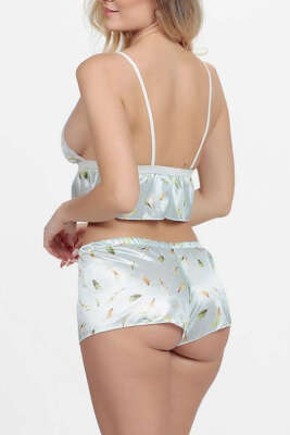 Yaprak Desenli Şortlu Gecelik Desen - Gecelik