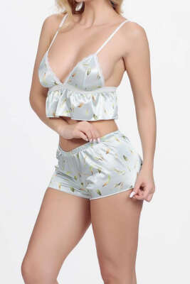 Yaprak Desenli Şortlu Gecelik Desen - Gecelik