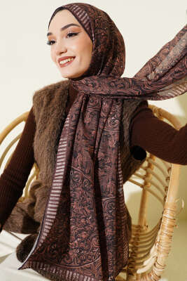 Yaprak İşlemeli Şal Camel - VERTU (NYD TEKSTİL)