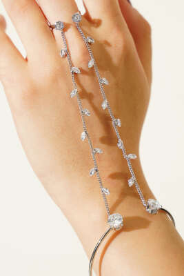 Yaprak Taşlı Şahmeran Gümüş - Bileklik