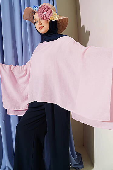 Yarasa Kol Basic Bluz Pembe - Bluz