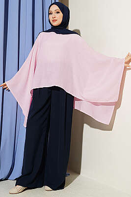 Yarasa Kol Basic Bluz Pembe - Bluz