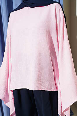 Yarasa Kol Basic Bluz Pembe - Bluz