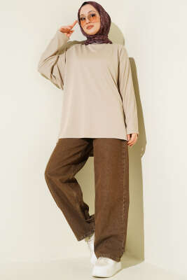 Yarasa Kol Basic Loyşa Tunik Bej - Tunik
