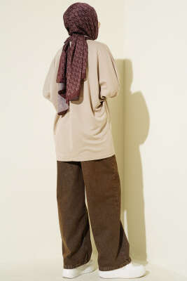 Yarasa Kol Basic Loyşa Tunik Bej - Tunik