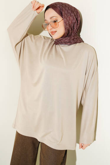 Yarasa Kol Basic Loyşa Tunik Bej - Yılın Fırsatı