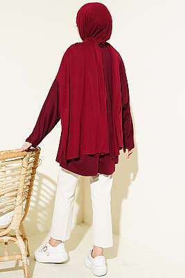 Yarasa Kol Basic Loyşa Tunik Bordo - Tunik
