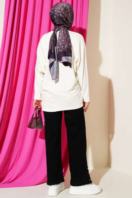 Yarasa Kol Basic Loyşa Tunik Ekru - Tunik