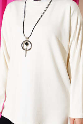 Yarasa Kol Basic Loyşa Tunik Ekru - Yılın Fırsatı