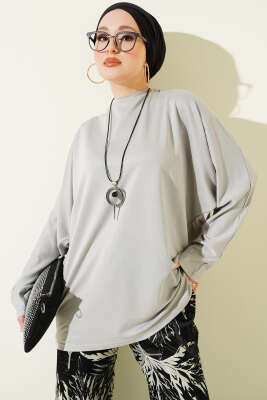 Yarasa Kol Basic Loyşa Tunik Gri - SAS