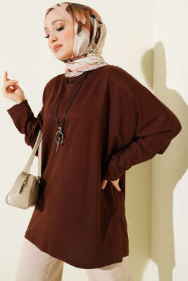 Yarasa Kol Basic Loyşa Tunik Kahve - SAS