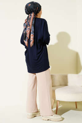 Yarasa Kol Basic Loyşa Tunik Lacivert - Tunik