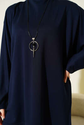 Yarasa Kol Basic Loyşa Tunik Lacivert - Tunik