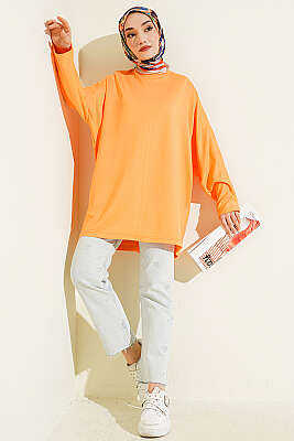 Yarasa Kol Basic Loyşa Tunik Oranj - Tunik