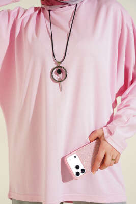 Yarasa Kol Basic Loyşa Tunik Pembe - 300-500 TL Ürünler
