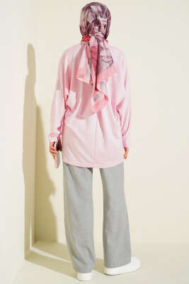 Yarasa Kol Basic Loyşa Tunik Pembe - Tunik