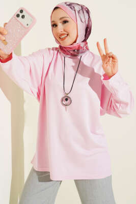 Yarasa Kol Basic Loyşa Tunik Pembe - SAS