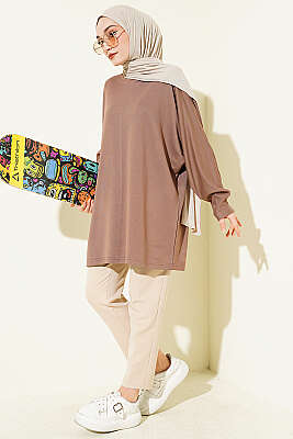 Yarasa Kol Basic Loyşa Tunik Vizon - Tunik