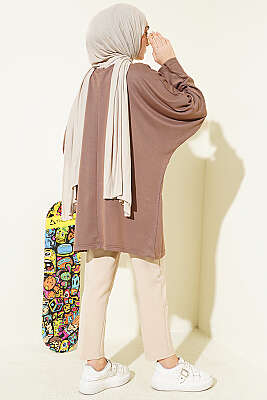 Yarasa Kol Basic Loyşa Tunik Vizon - Tunik