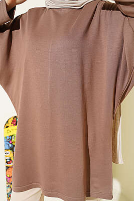 Yarasa Kol Basic Loyşa Tunik Vizon - Tunik