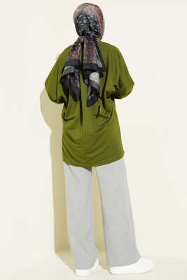 Yarasa Kol Basic Loyşa Tunik Yeşil - Tunik