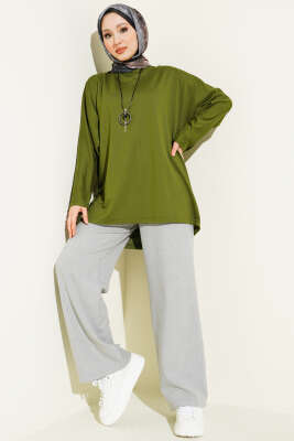 Yarasa Kol Basic Loyşa Tunik Yeşil - Yılın Fırsatı