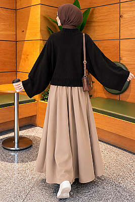 Yarasa Kol Basic Triko Kazak Siyah - Triko Kazak
