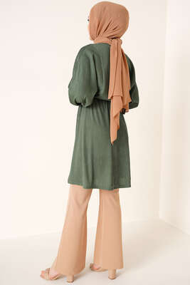Yarasa Kol Beli Lastikli Tunik Çağla Yeşili - Tunik