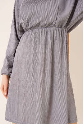 Yarasa Kol Beli Lastikli Tunik Gri - Tunik