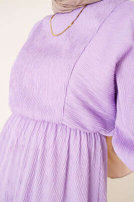 Yarasa Kol Beli Lastikli Tunik Lila - Tunik