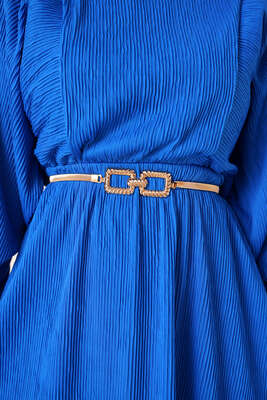 Yarasa Kol Beli Lastikli Tunik Saks - Tunik