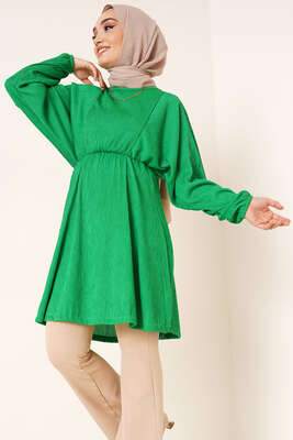 Yarasa Kol Beli Lastikli Tunik Yeşil 