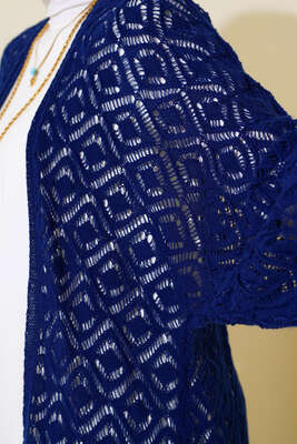 Yarasa Kol Dantel Hırka Lacivert - Triko Hırka