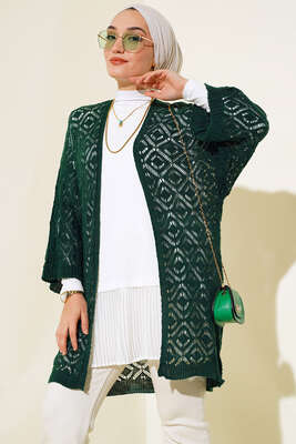 Yarasa Kol Dantel Hırka Zümrüt 