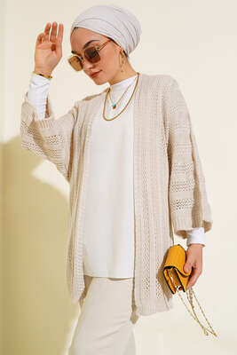 Yarasa Kol Delikli Hırka Bej 