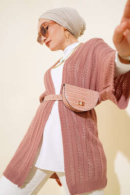 Yarasa Kol Delikli Hırka Gül Kurusu 