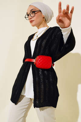 Yarasa Kol Delikli Hırka Siyah 