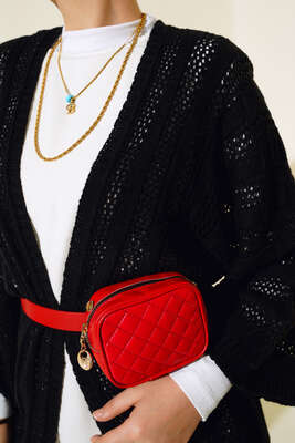 Yarasa Kol Delikli Hırka Siyah - Triko Hırka