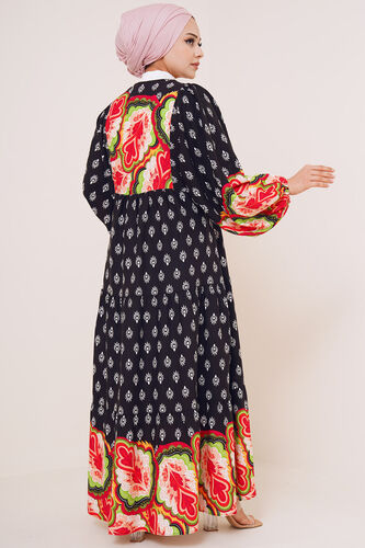 Yarasa Kol Desenli Elbise Siyah - Thumbnail