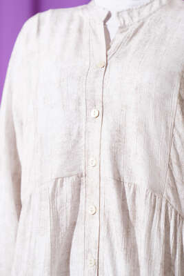 Yarasa Kol Düğmeli Kat Elbise Taş - Tesettür Elbise