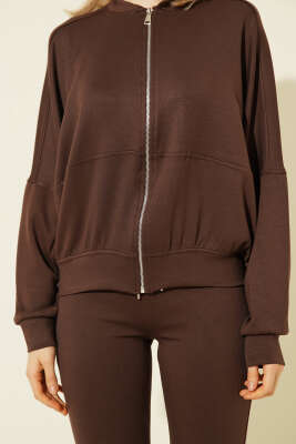 Yarasa Kol Hırkalı Loyşa İkili Takım Kahve - Kadın Giyim Modelleri