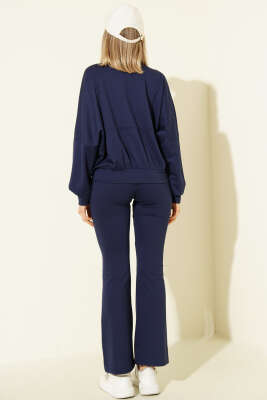 Yarasa Kol Hırkalı Loyşa İkili Takım Lacivert - Kadın Giyim Modelleri