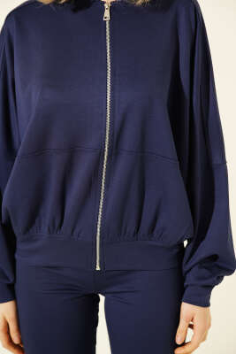 Yarasa Kol Hırkalı Loyşa İkili Takım Lacivert - Kadın Giyim Modelleri