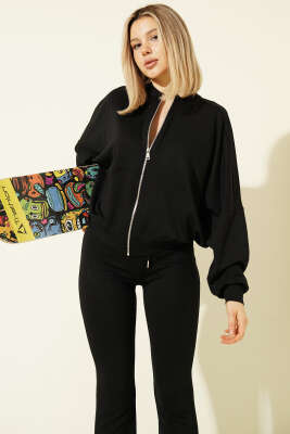 Yarasa Kol Hırkalı Loyşa İkili Takım Siyah - Kadın Giyim Modelleri