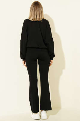 Yarasa Kol Hırkalı Loyşa İkili Takım Siyah - Kadın Giyim Modelleri