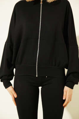 Yarasa Kol Hırkalı Loyşa İkili Takım Siyah - Kadın Giyim Modelleri