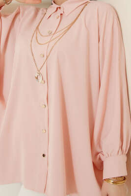 Yarasa Kol Kolyeli Oversize Gömlek Yavru Ağzı - Gömlek